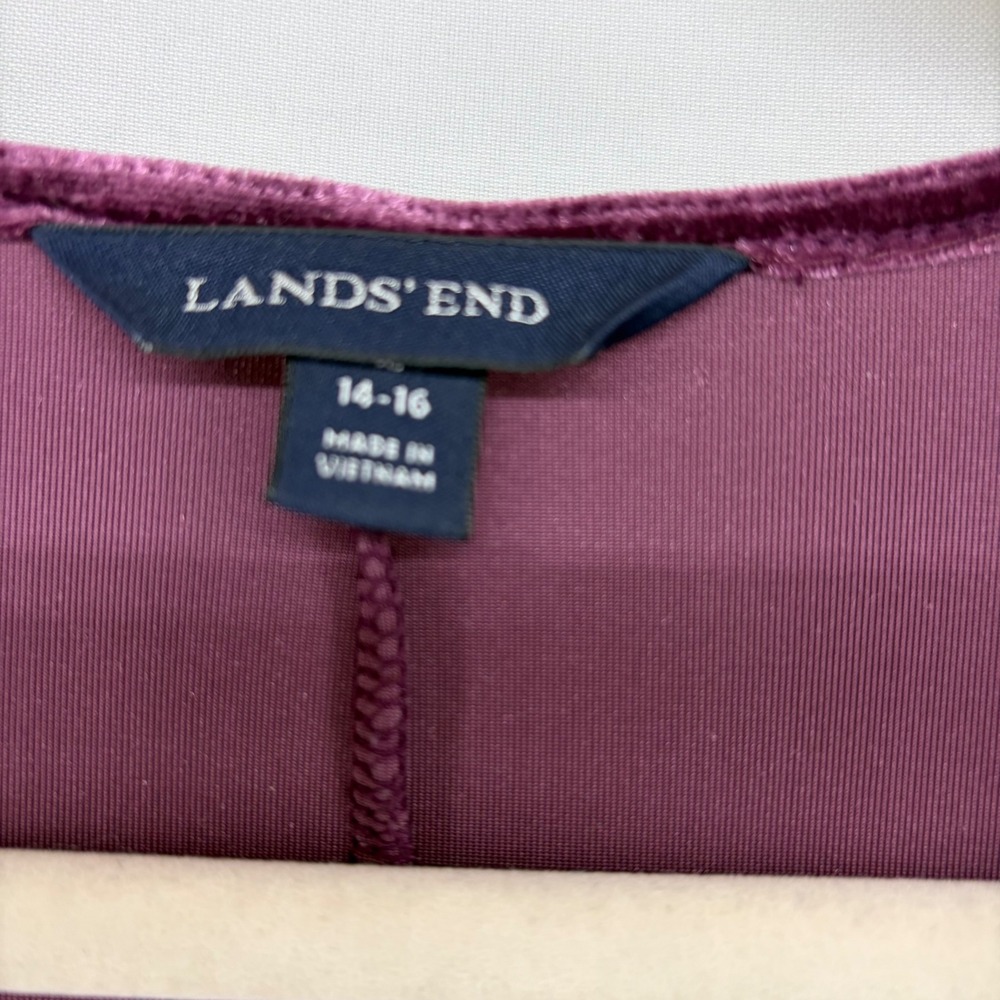 Lands End Womens Size 14/16 Velvet Twist Front V-Neck Midi Dress Plum Purple - Picture 3 of 6
